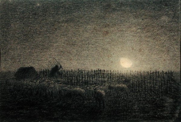 The Shepherd at the Fold by Moonlight