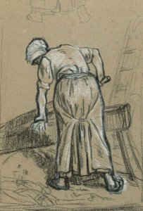 Study Of A Woman Breaking Flax